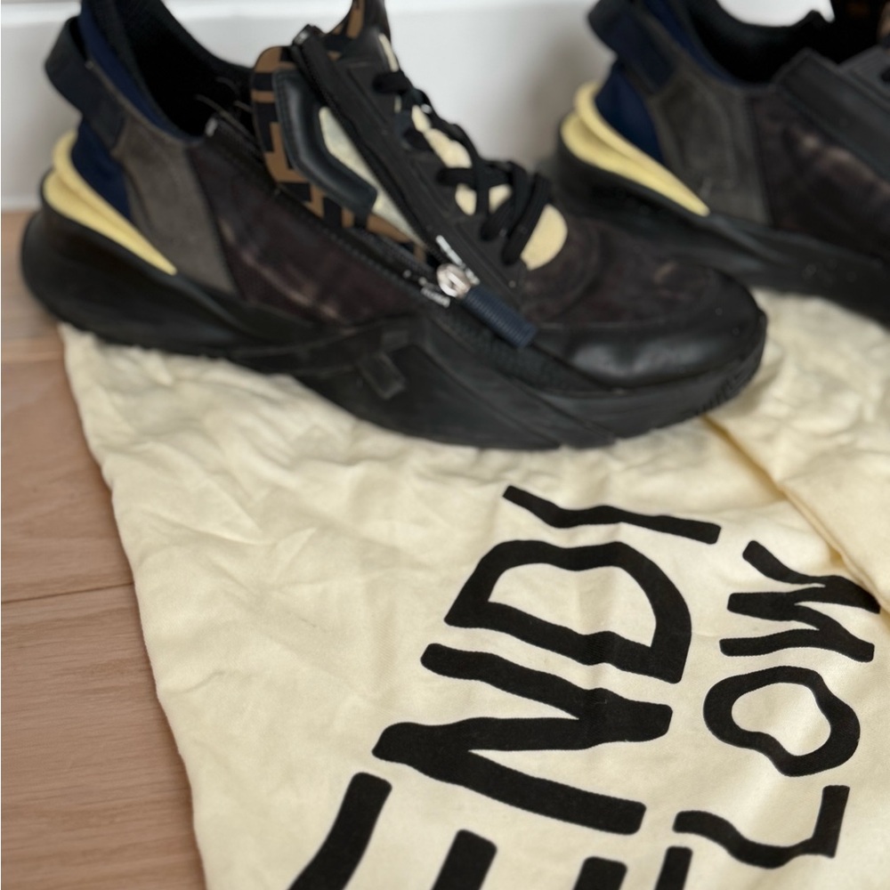 Fendi Black and Cream Sneakers